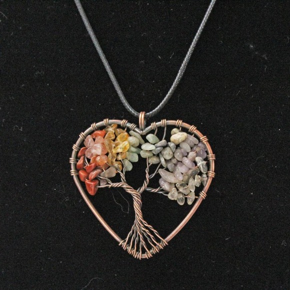 Unknown Jewelry - New Fashion Red Copper Toned Heart Tree of Life Necklace N31
